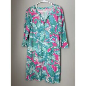 Lilly Pulitzer Women's Alessia T-Shirt Dress, Tropical Pin LF Pink‎ Sands Size L